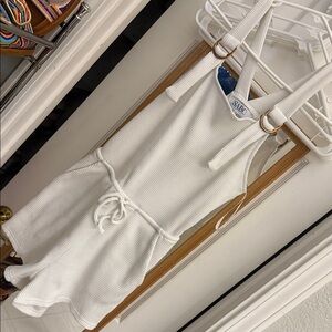 Sabo Skirt Cream Ribbed One-Piece Romper overalls
